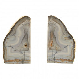 Agata Grey & Gold Bookends