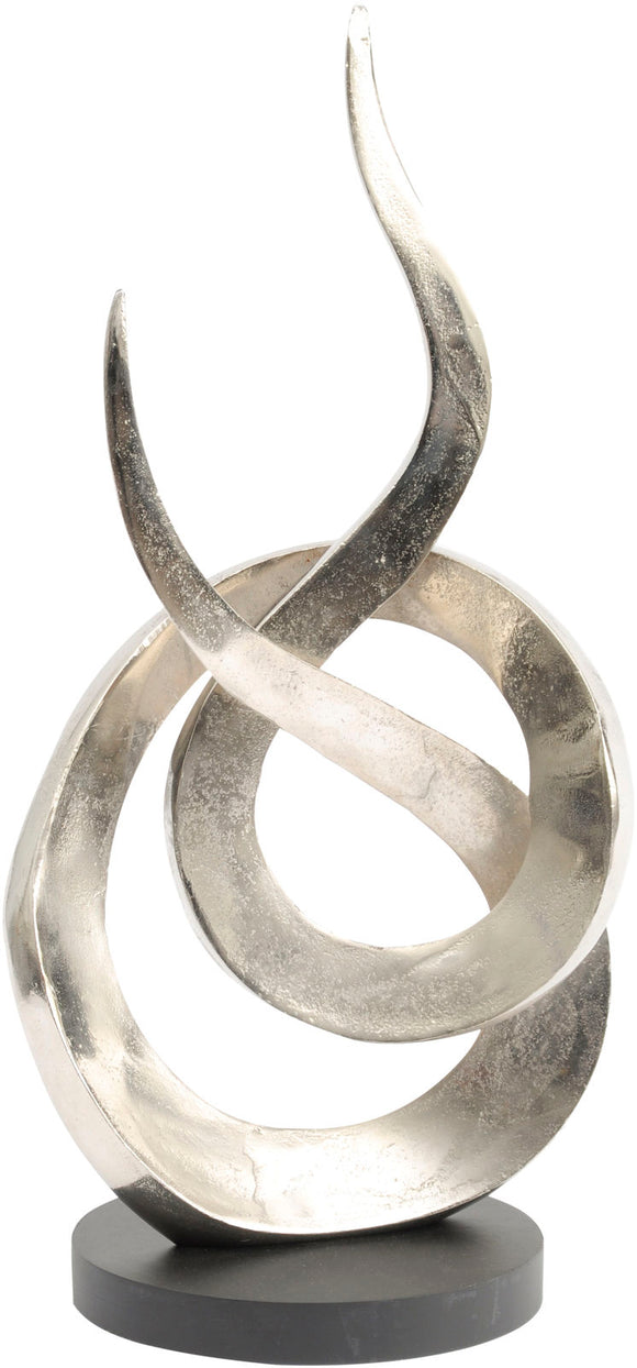 Entwined Flame Silver Aluminium Sculpture Large