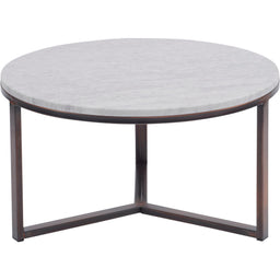 Fitzroy Pale Grey Carrara Marble And Bronze Coffee Table, Large