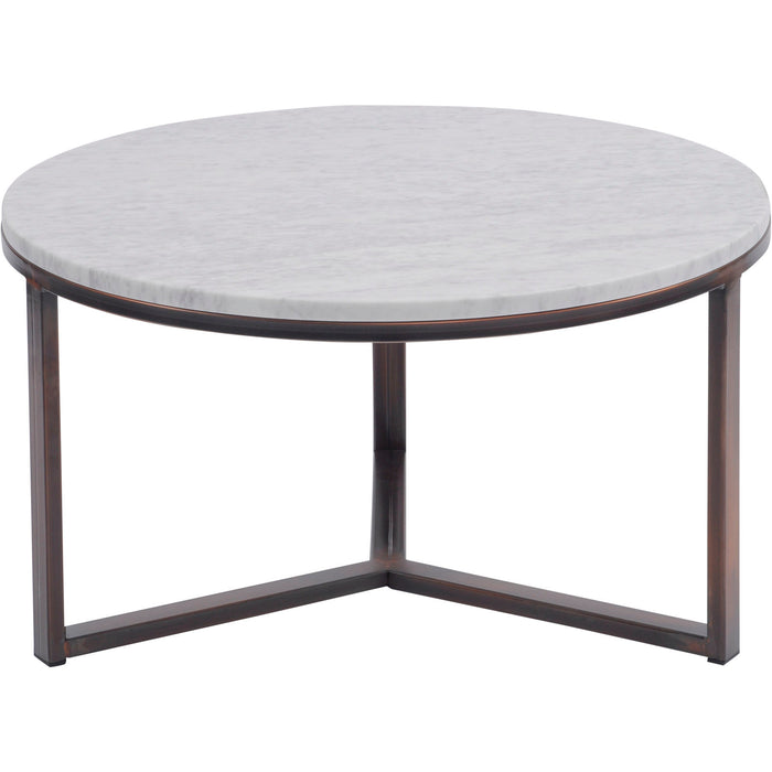 Fitzroy Pale Grey Carrara Marble And Bronze Coffee Table, Large
