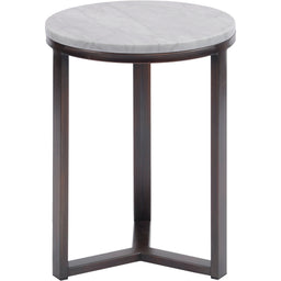 Fitzroy Pale Grey Carrara Marble And Bronze Side Table