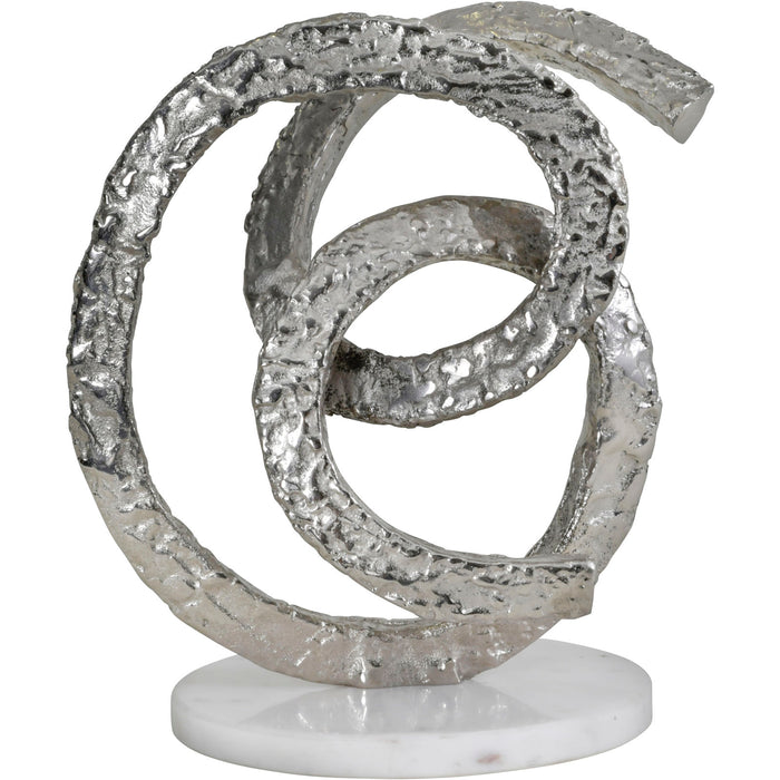Silver Aluminium Togetherness Sculpture on White Marble Base
