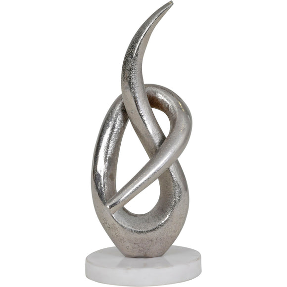 Silver Aluminium Make a Wish Sculpture on White Marble Base