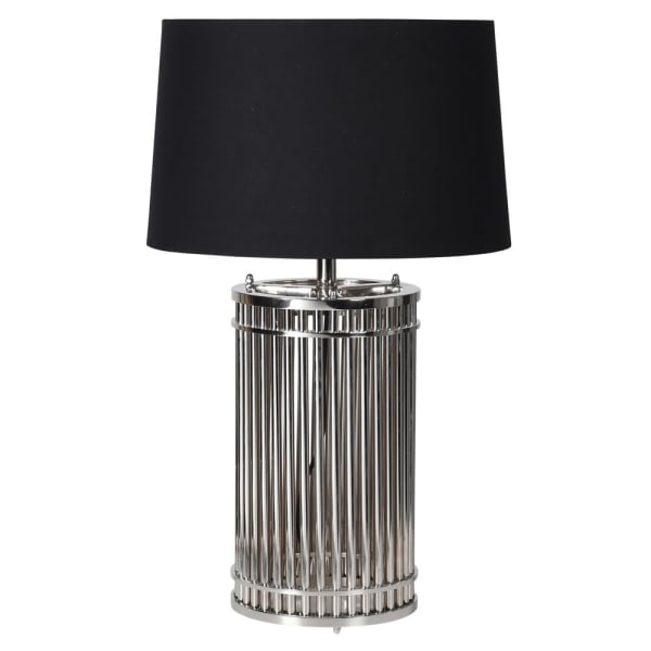 Nickel Cage Table Lamp with Black Shade