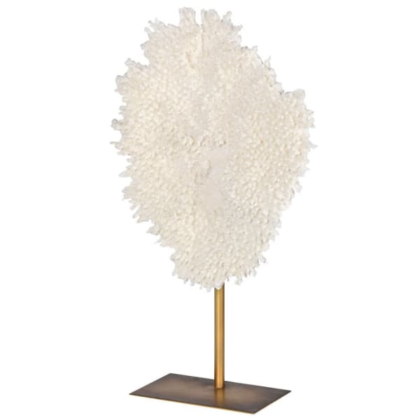 Small White Faux Coral On Stand